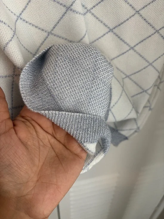 NAIN White Blue Knit Cardigan Dress Button Front Chic Feminine Style - Picture 10 of 16